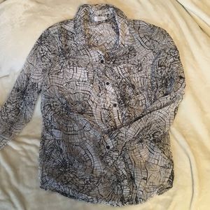 Flowy button down sheer top blouse Tobi s